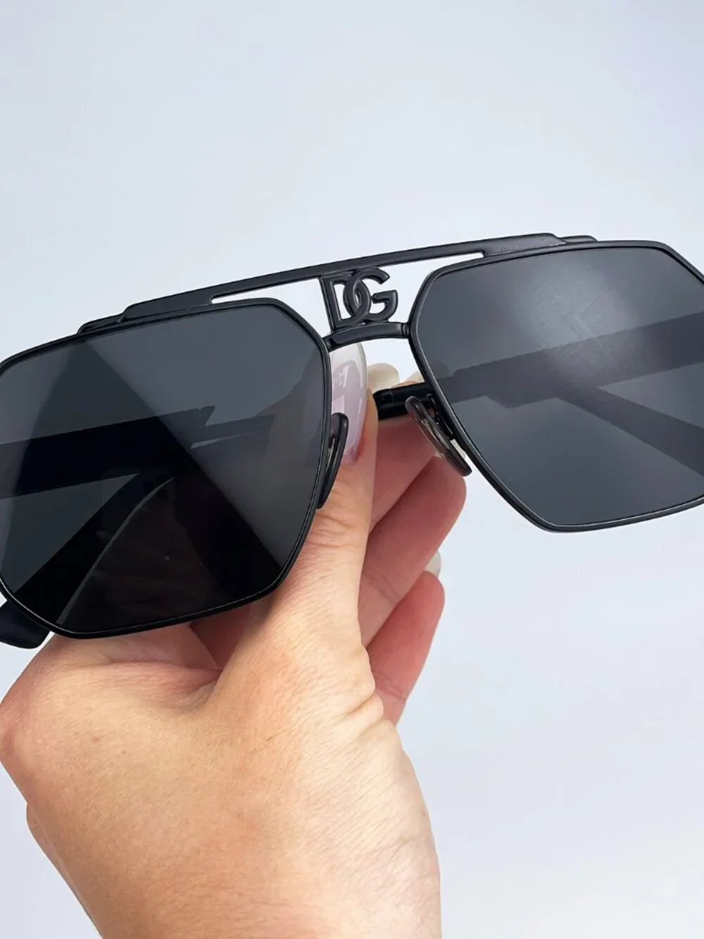 DOLCE & GABBANA DG2294 01/87 BLACK PILOT DARK GREY SUNGLASSES